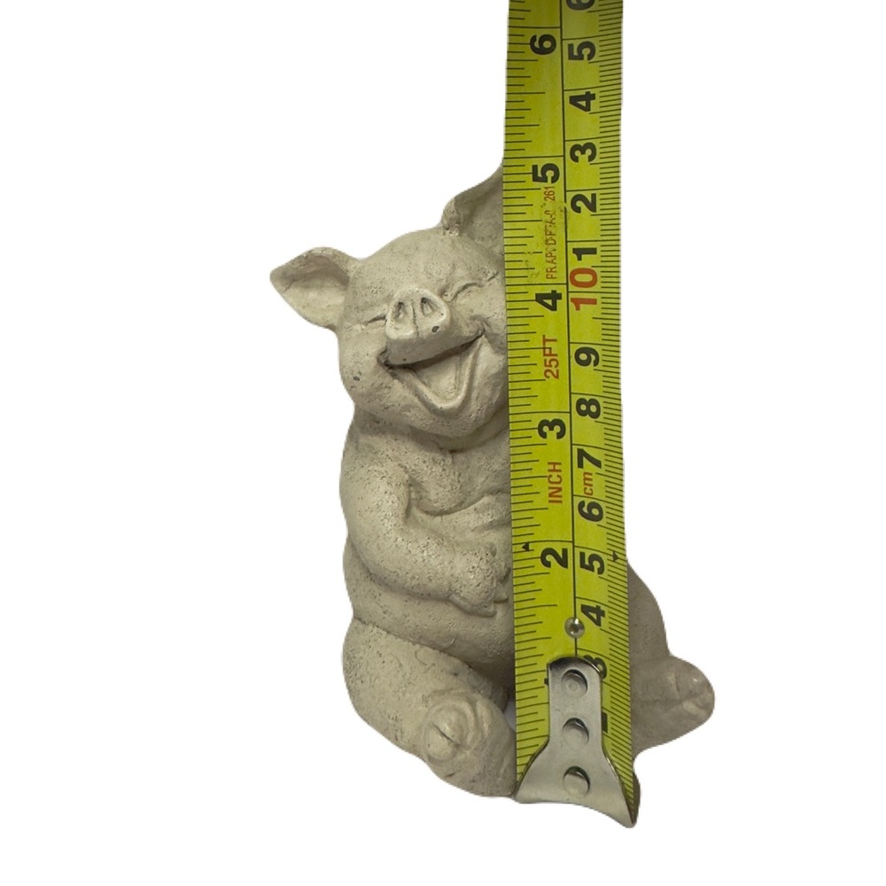 Happy Laughing Pig, Polystone Or Resin Statue Figurine Farmhouse Piggy 5” CUTE - Picture 7 of 9